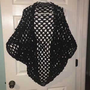 Black hand crocheted shawl